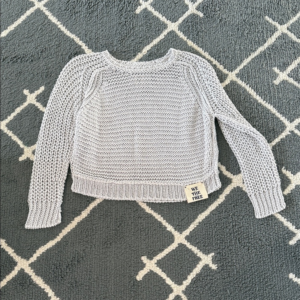 Free People Light Gray Chunky Knit Sweater